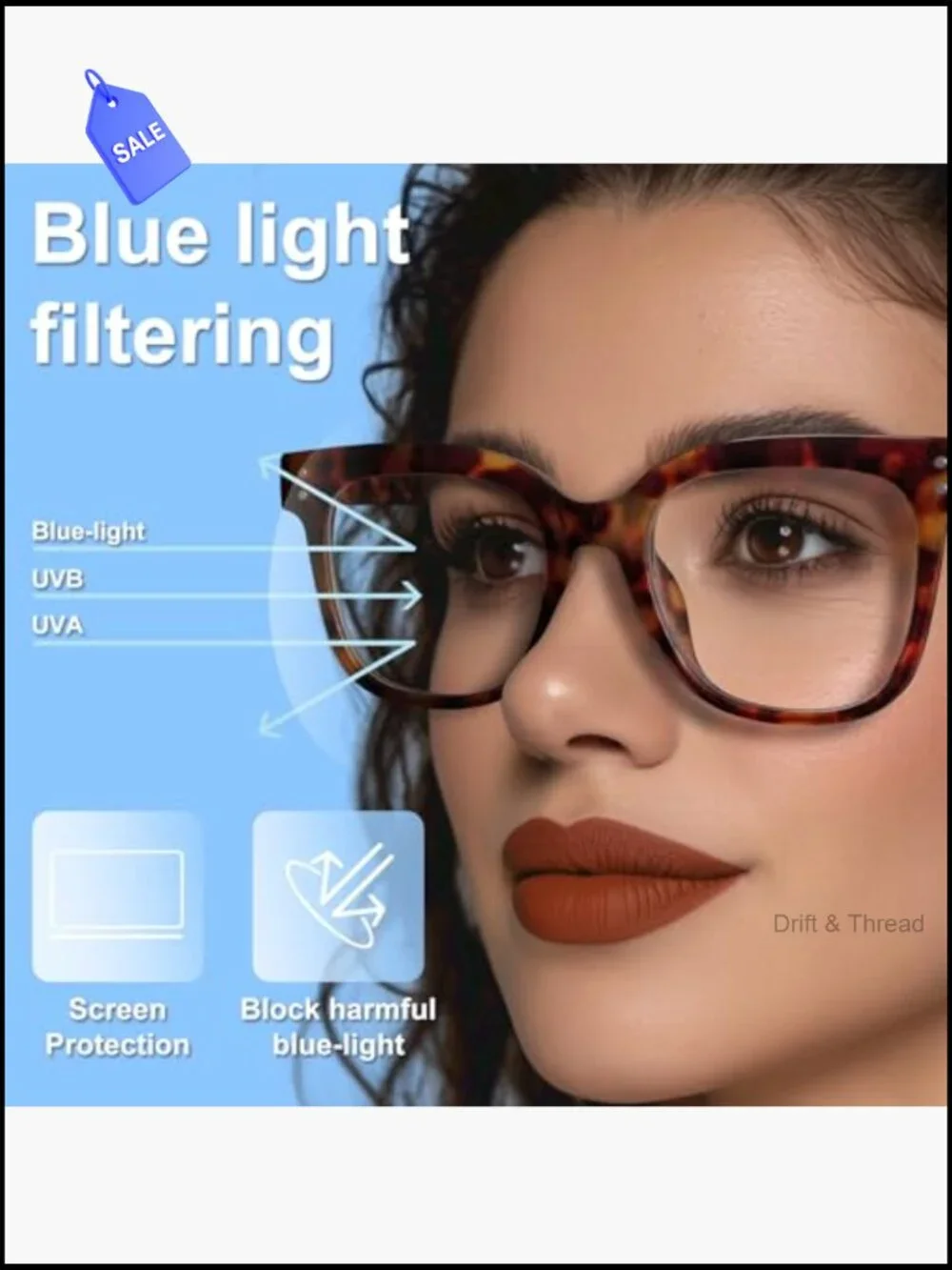 3-Pack Blue Light Glasses Oversized TR90 Anti-Glare UV400
